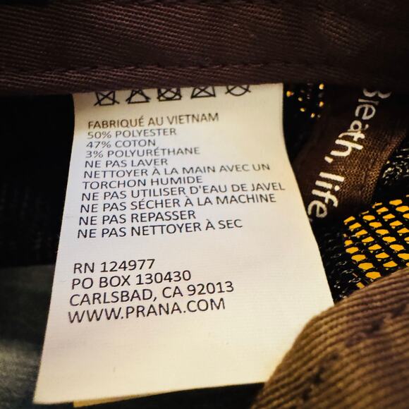 Prana Journeyman Lone Wolf black brown Trucker Mesh Snapbak Organic Hat Cap NEW - Picture 9 of 11